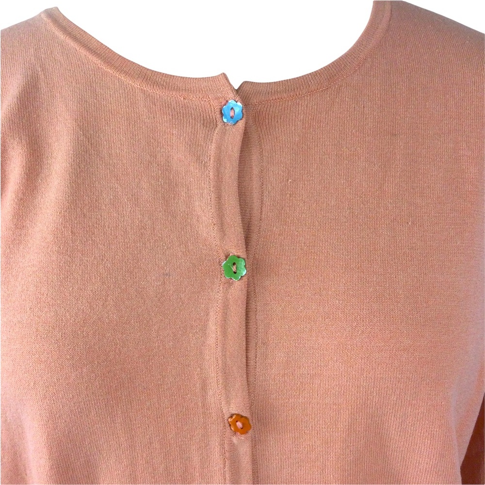 Spenser Jeremy Coral Silk Blend Cardigan Sweater, Large - Picture 3 of 6